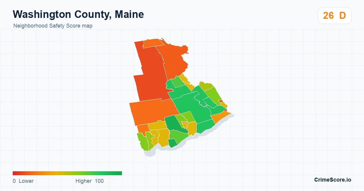 Washington County, Maine neighborhood Safety Score map by Census block group