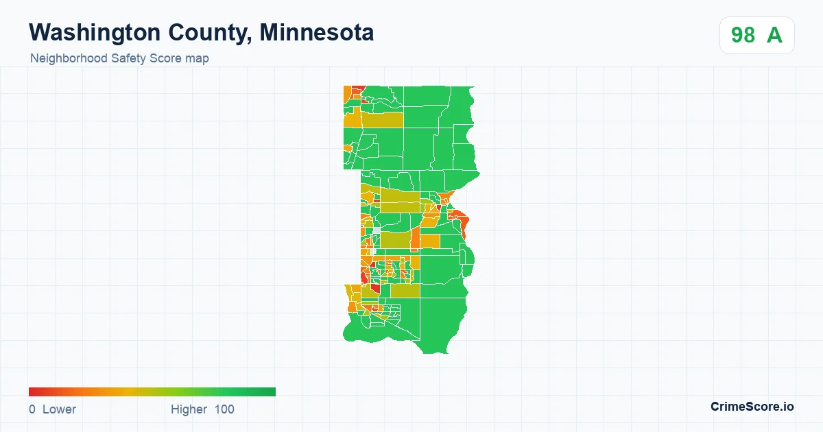 Washington County, Minnesota neighborhood Safety Score map by Census block group
