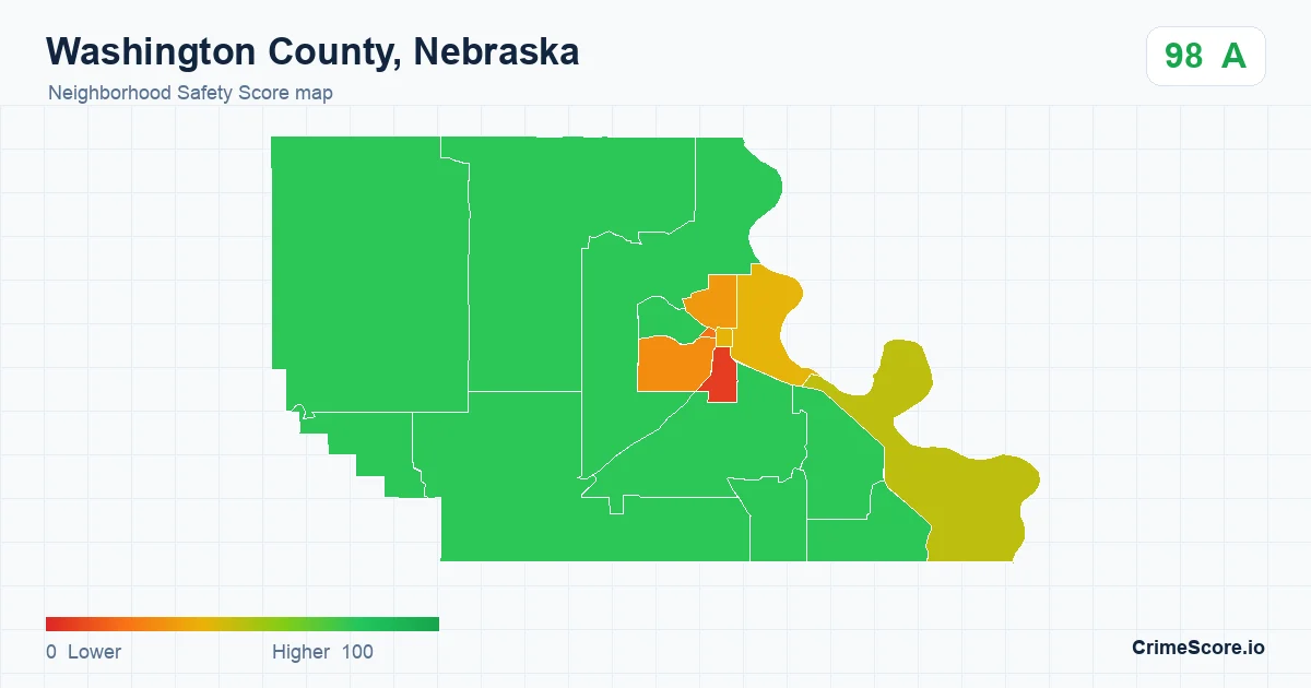 Washington County, Nebraska neighborhood Safety Score map by Census block group