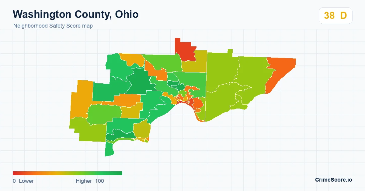 Washington County, Ohio neighborhood Safety Score map by Census block group