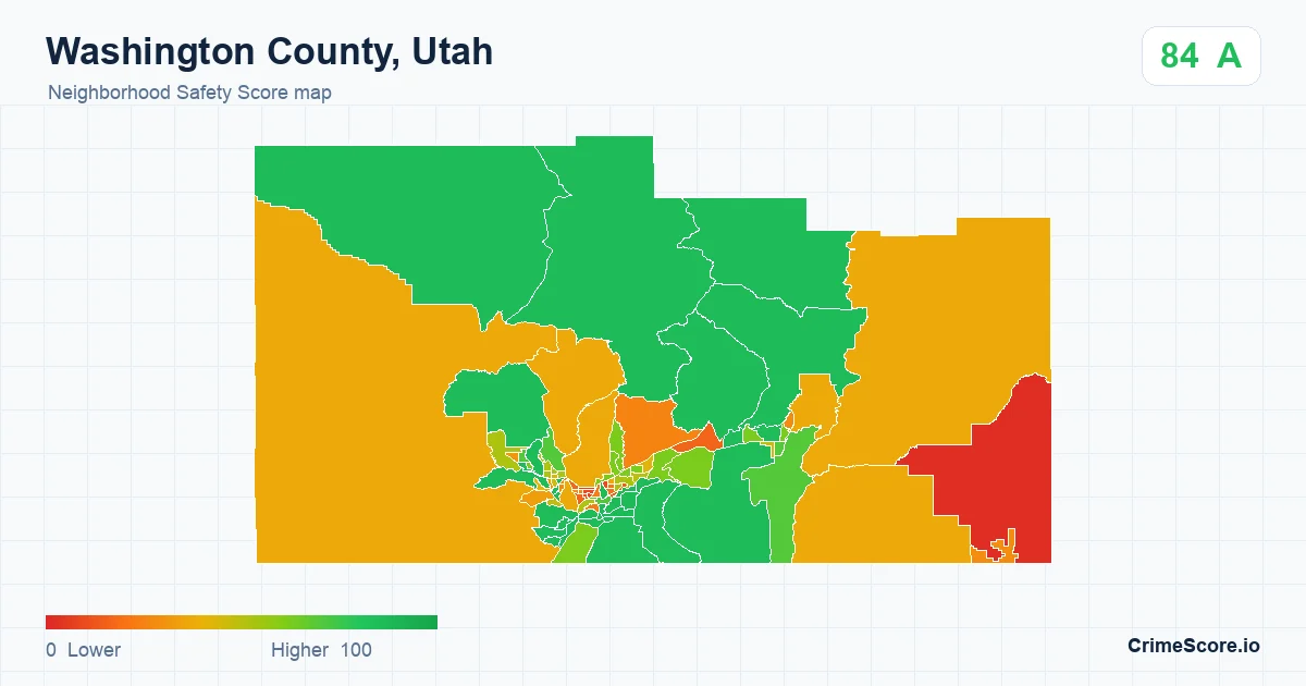 Washington County, Utah neighborhood Safety Score map by Census block group