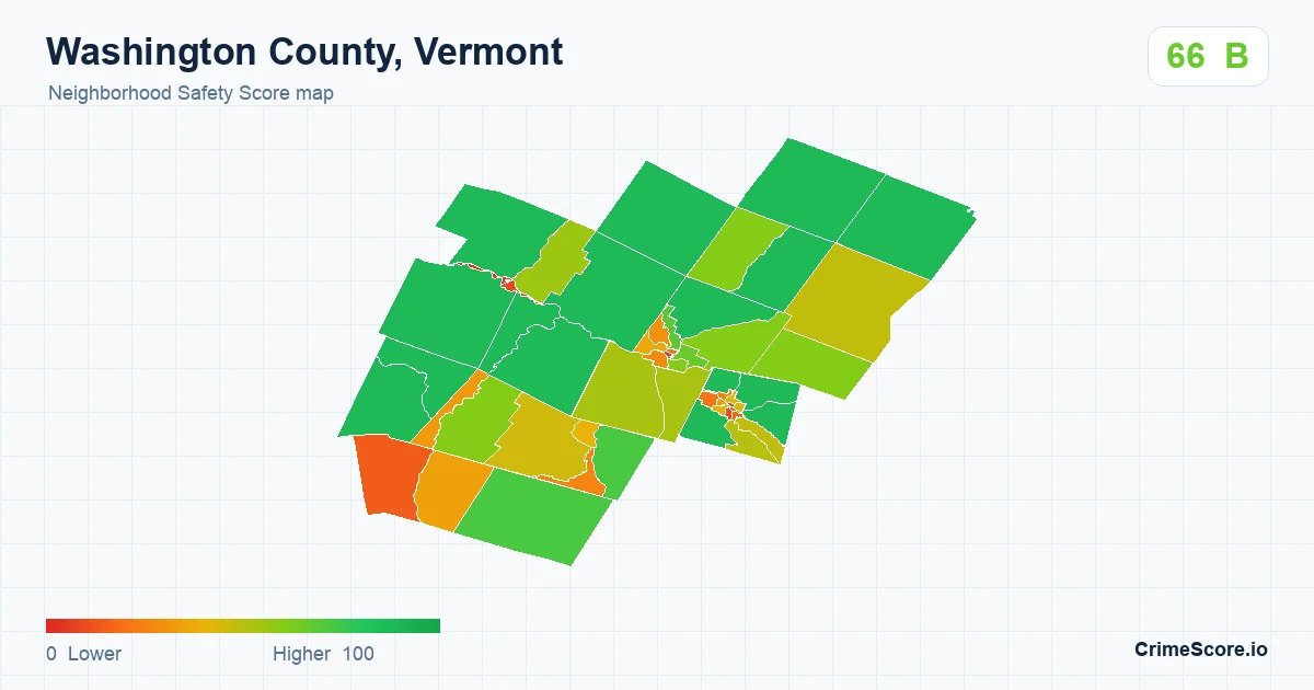 Washington County, Vermont neighborhood Safety Score map by Census block group