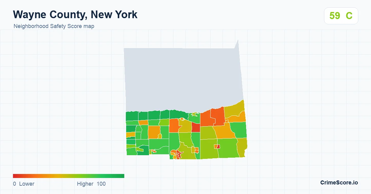 Wayne County, New York neighborhood Safety Score map by Census block group