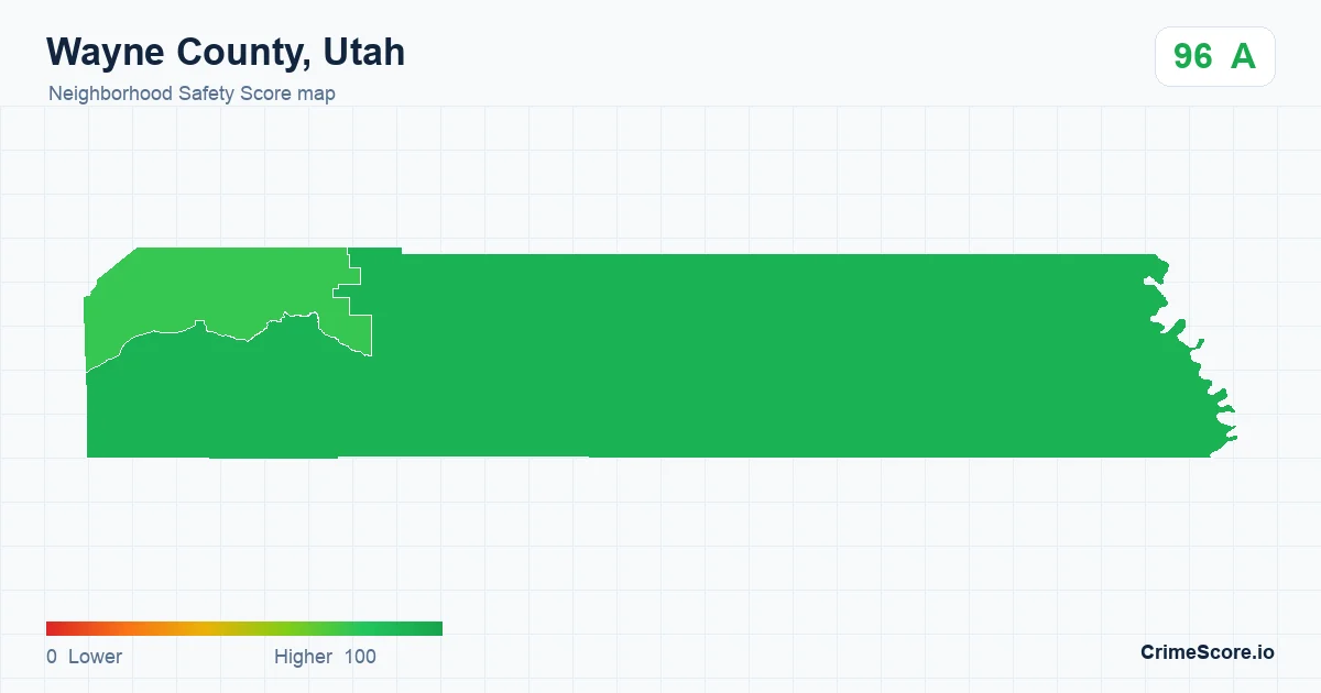Wayne County, Utah neighborhood Safety Score map by Census block group