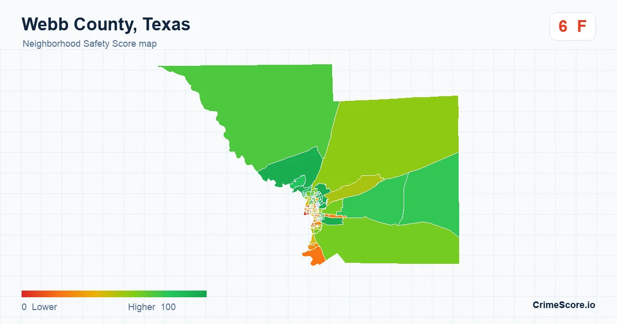 Webb County, Texas neighborhood Safety Score map by Census block group