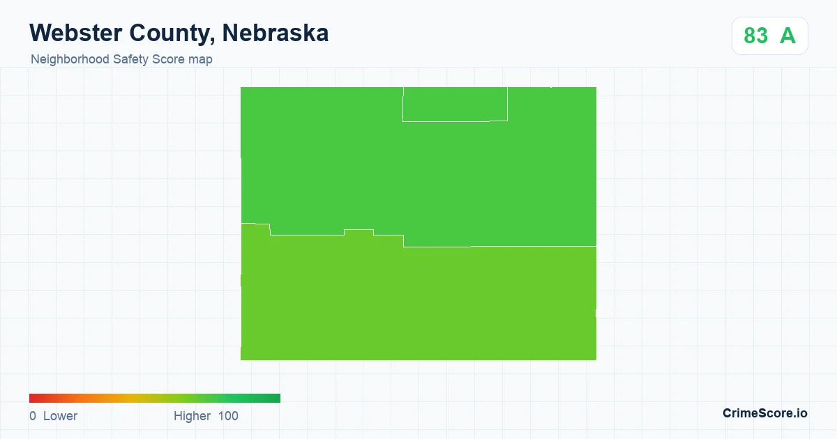 Webster County, Nebraska neighborhood Safety Score map by Census block group