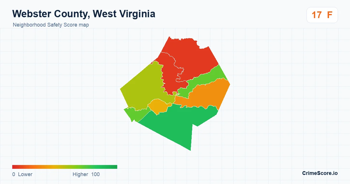 Webster County, West Virginia neighborhood Safety Score map by Census block group