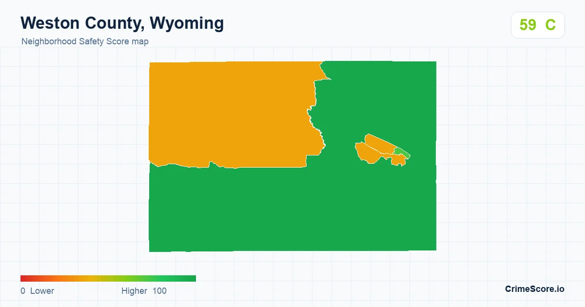 Weston County, Wyoming neighborhood Safety Score map by Census block group