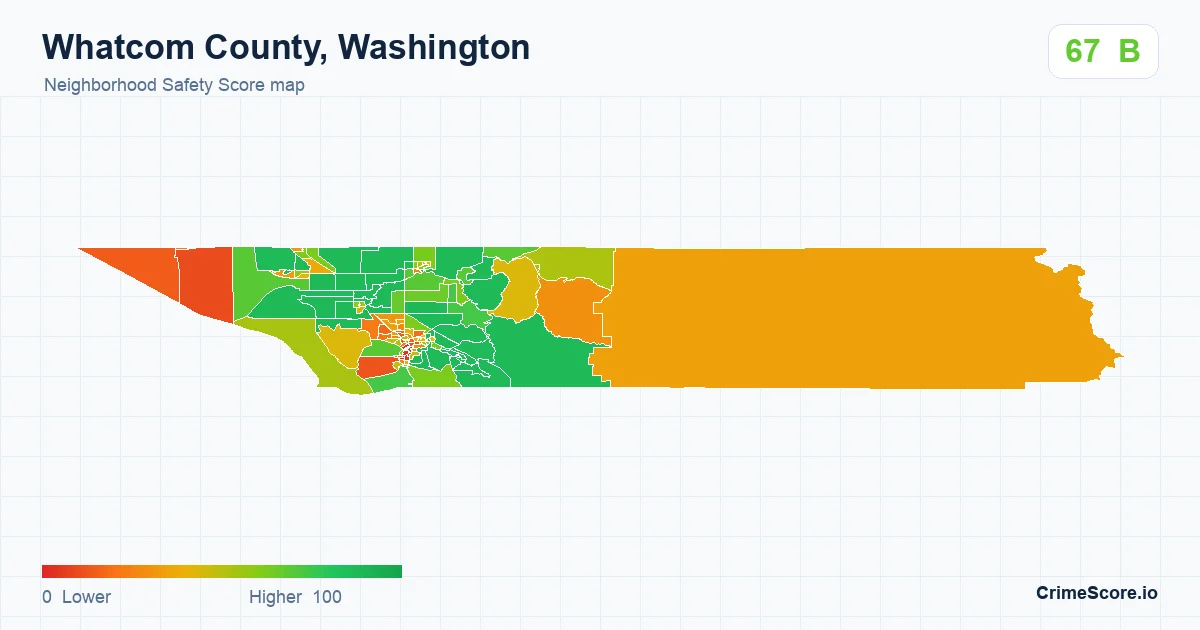 Whatcom County, Washington neighborhood Safety Score map by Census block group