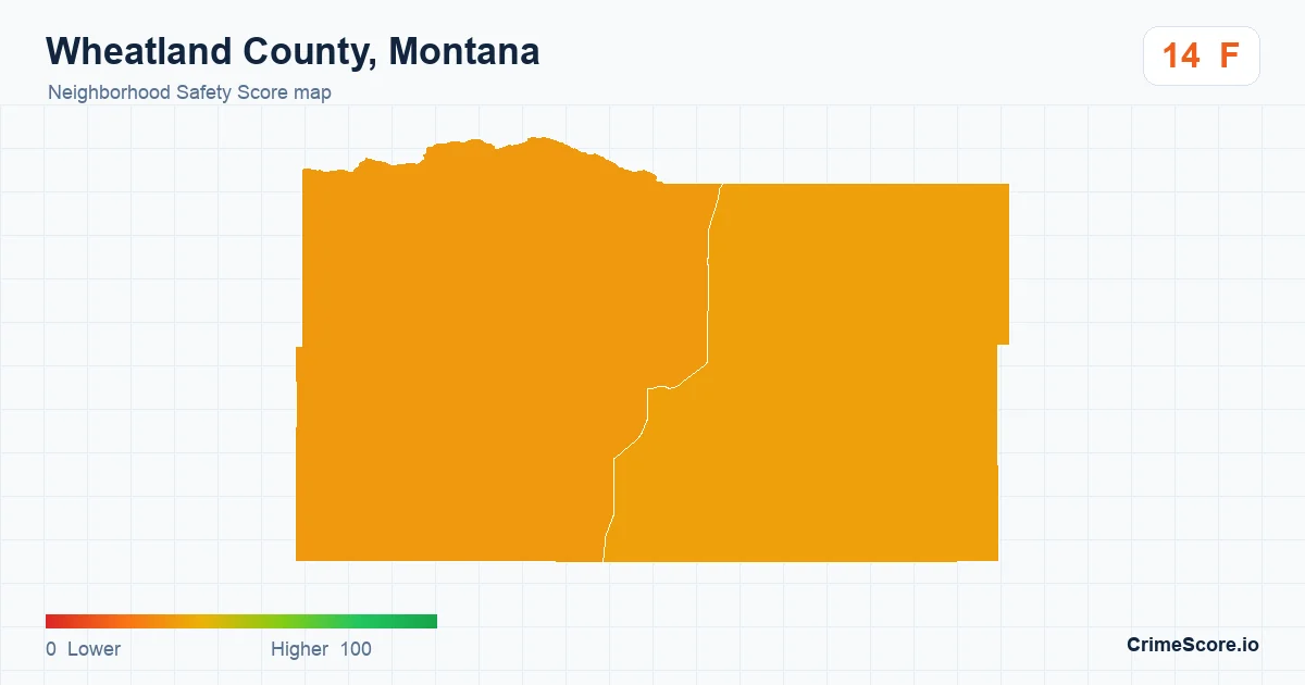 Wheatland County, Montana neighborhood Safety Score map by Census block group