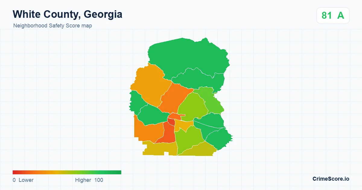 White County, Georgia neighborhood Safety Score map by Census block group