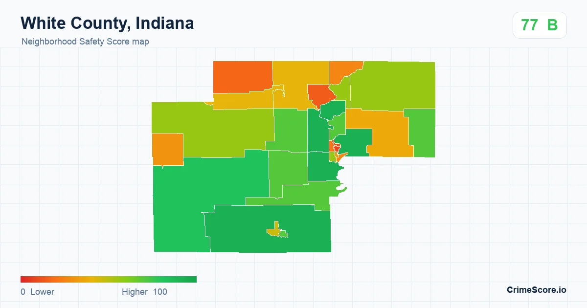 White County, Indiana neighborhood Safety Score map by Census block group