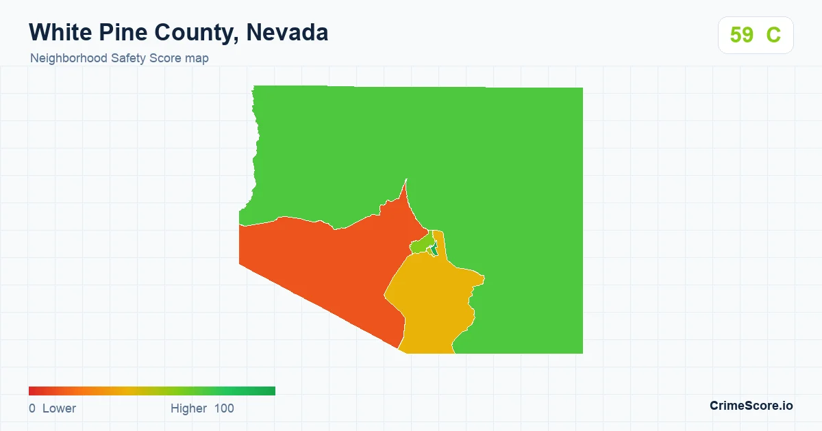 White Pine County, Nevada neighborhood Safety Score map by Census block group