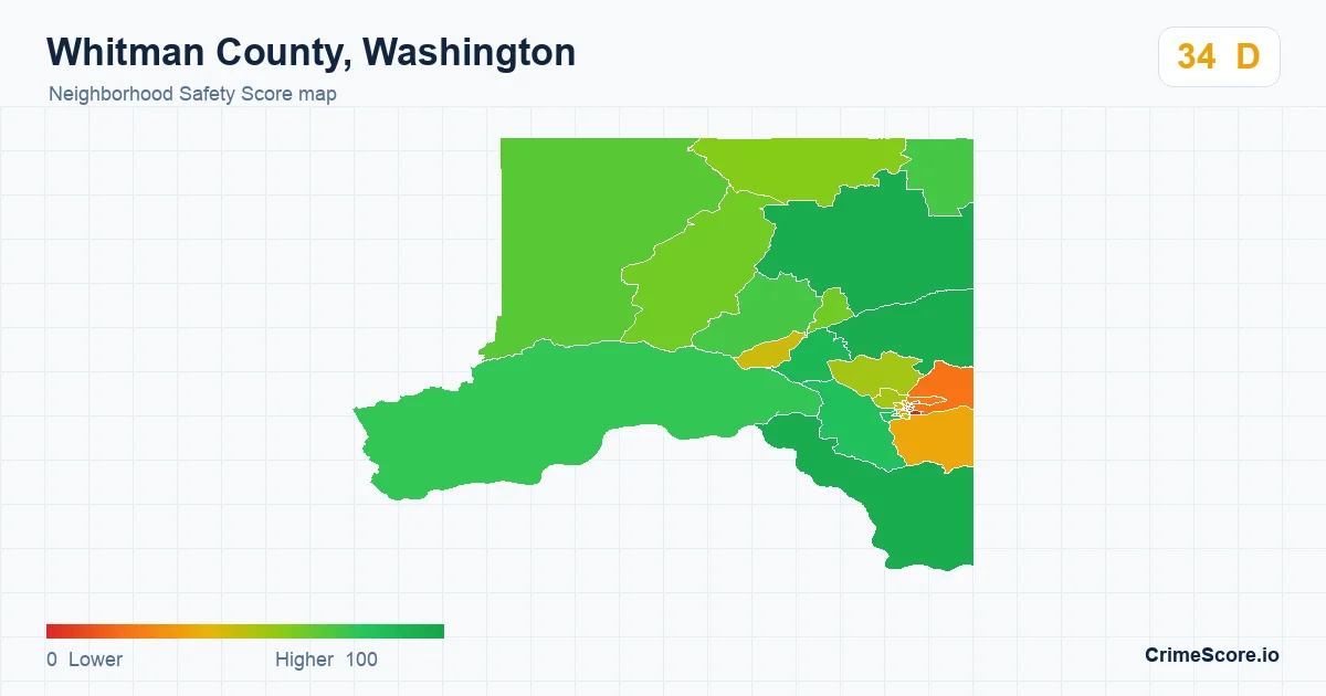 Whitman County, Washington neighborhood Safety Score map by Census block group