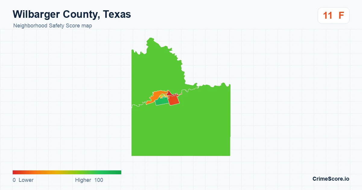 Wilbarger County, Texas neighborhood Safety Score map by Census block group