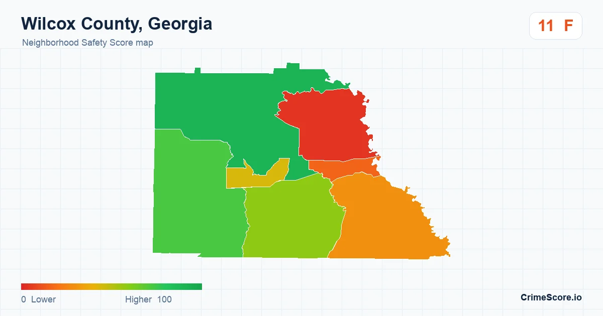 Wilcox County, Georgia neighborhood Safety Score map by Census block group