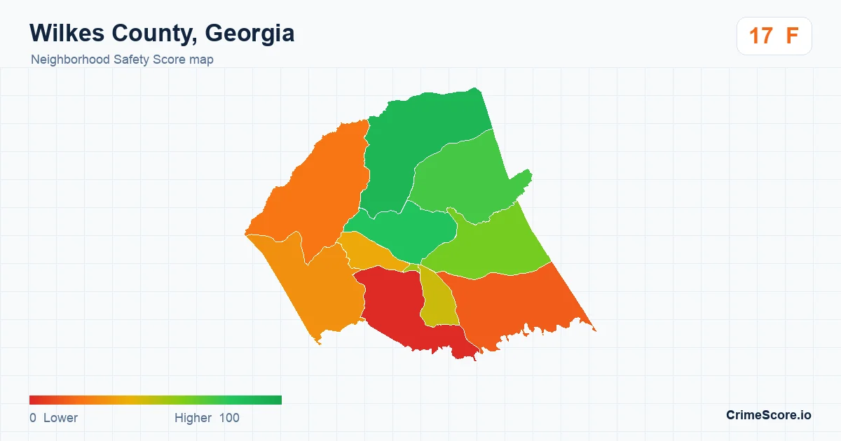 Wilkes County, Georgia neighborhood Safety Score map by Census block group
