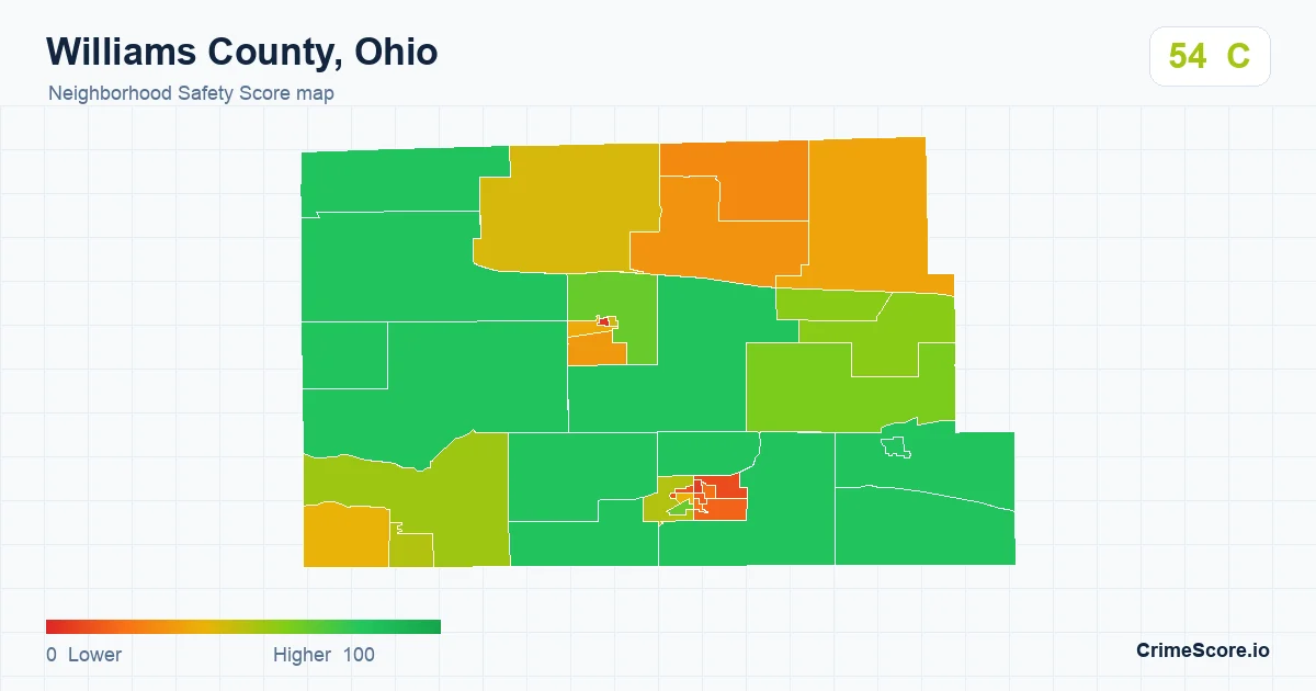 Williams County, Ohio neighborhood Safety Score map by Census block group