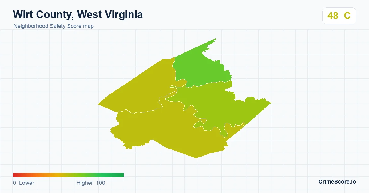 Wirt County, West Virginia neighborhood Safety Score map by Census block group