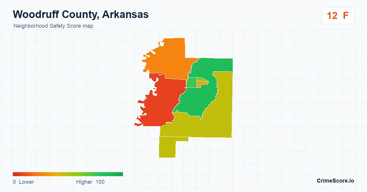 Woodruff County, Arkansas neighborhood Safety Score map by Census block group