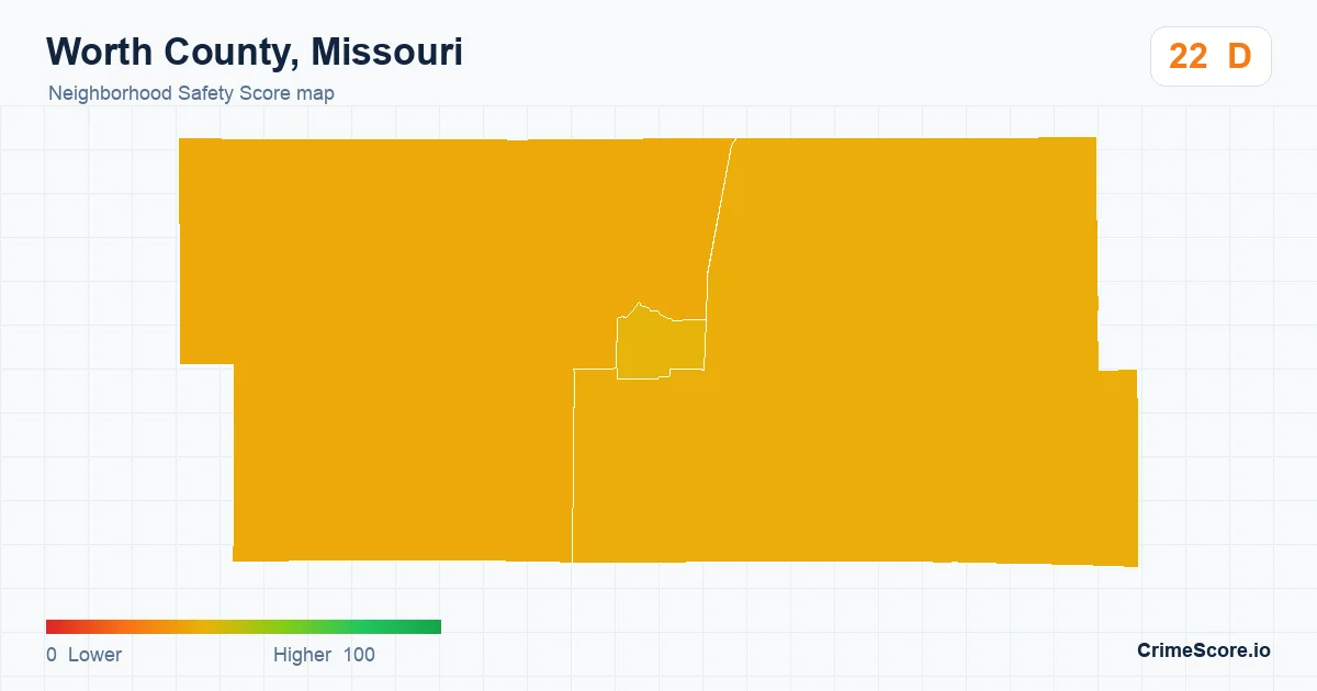 Worth County, Missouri neighborhood Safety Score map by Census block group