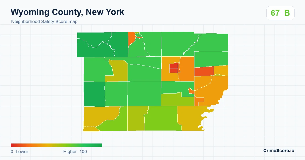 Wyoming County, New York neighborhood Safety Score map by Census block group