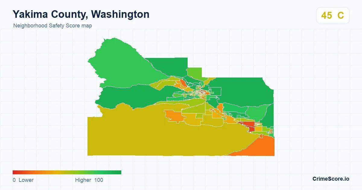 Yakima County, Washington neighborhood Safety Score map by Census block group