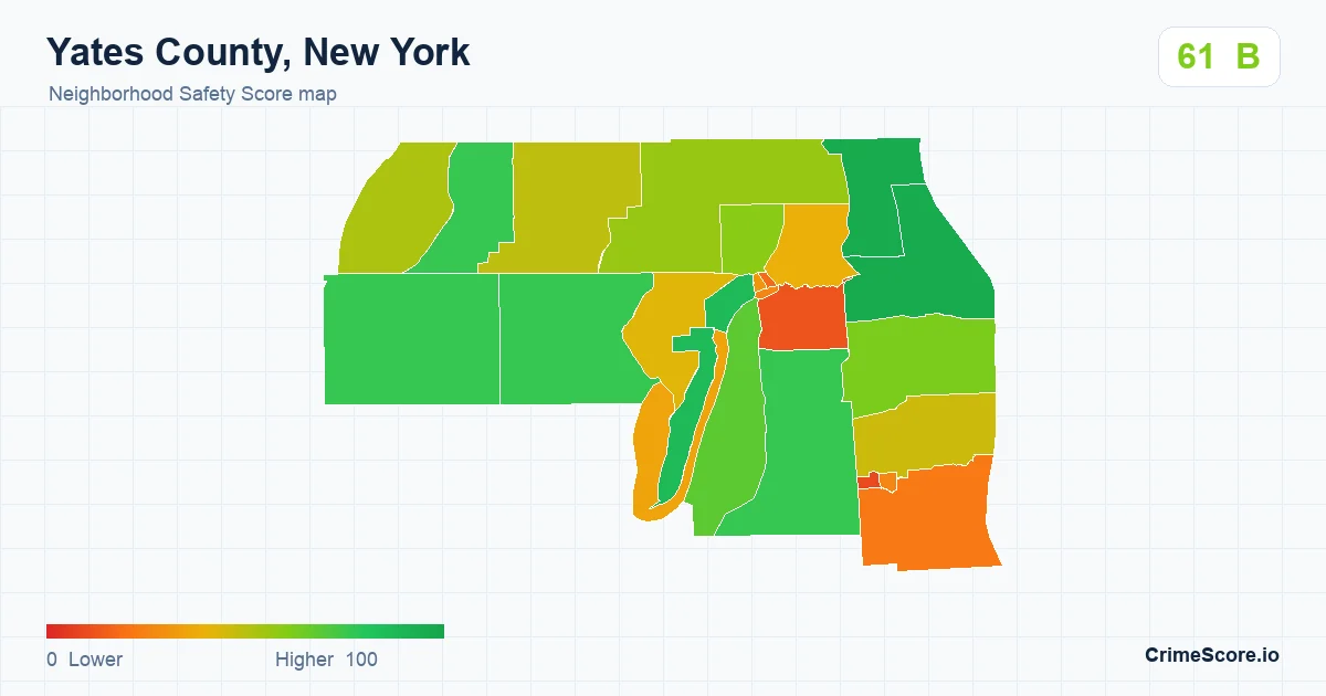 Yates County, New York neighborhood Safety Score map by Census block group
