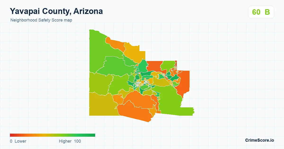 Yavapai County, Arizona neighborhood Safety Score map by Census block group