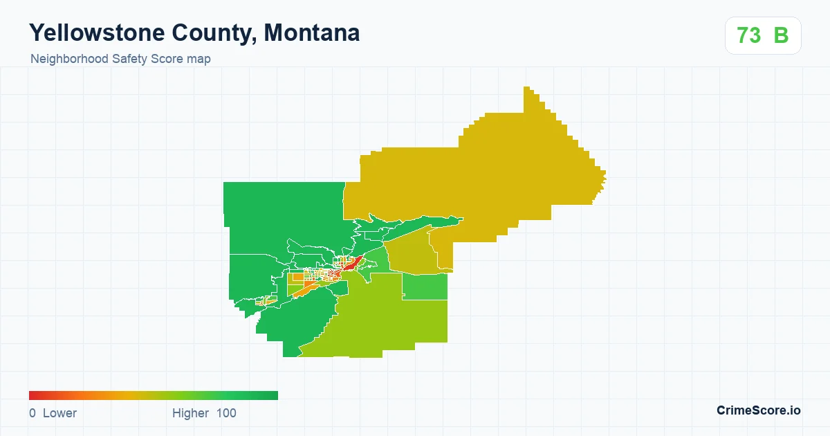 Yellowstone County, Montana neighborhood Safety Score map by Census block group