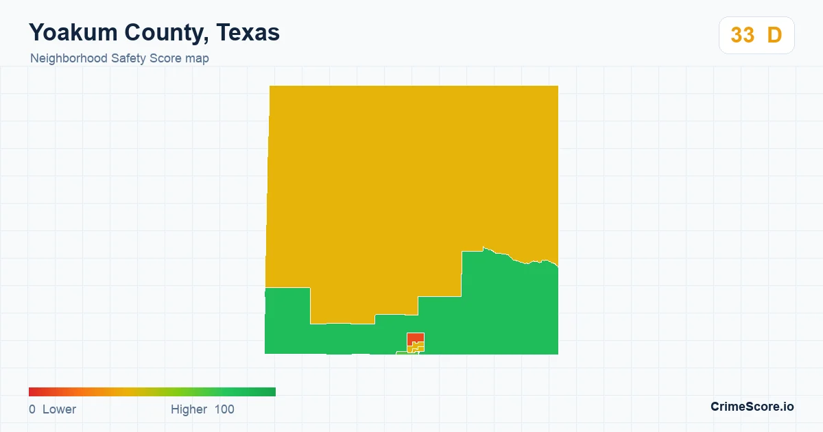 Yoakum County, Texas neighborhood Safety Score map by Census block group