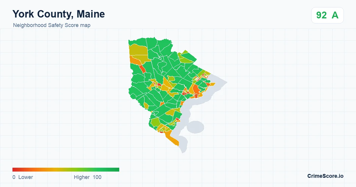 York County, Maine neighborhood Safety Score map by Census block group