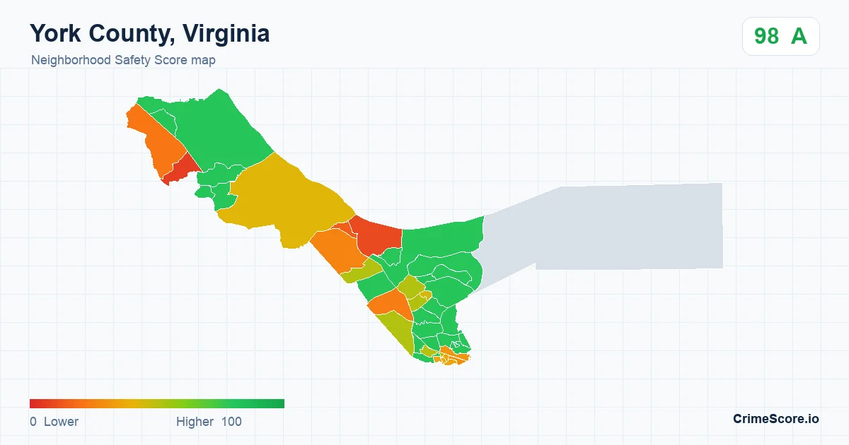 York County, Virginia neighborhood Safety Score map by Census block group