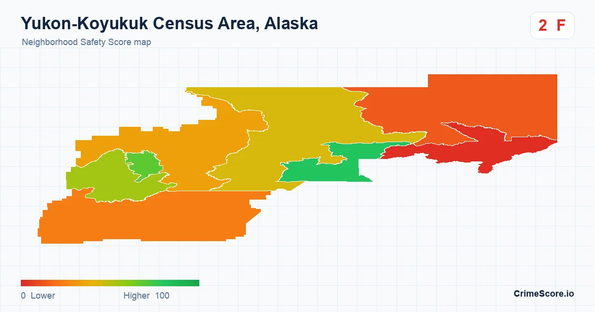 Yukon-Koyukuk Census Area, Alaska neighborhood Safety Score map by Census block group