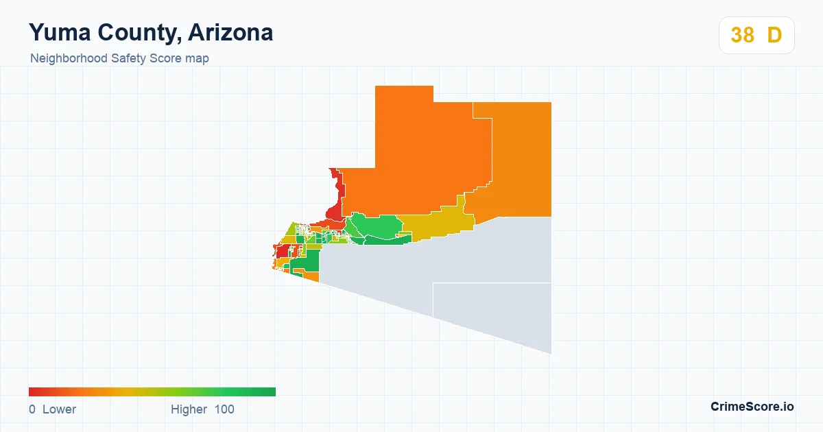 Yuma County, Arizona neighborhood Safety Score map by Census block group