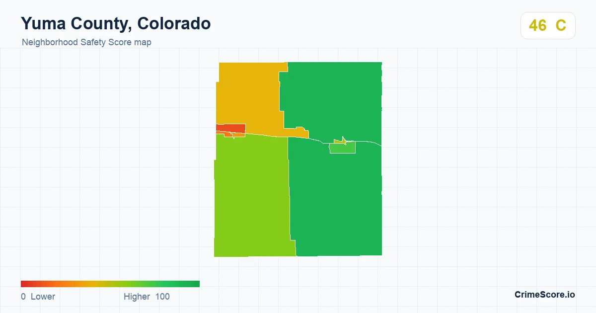 Yuma County, Colorado neighborhood Safety Score map by Census block group