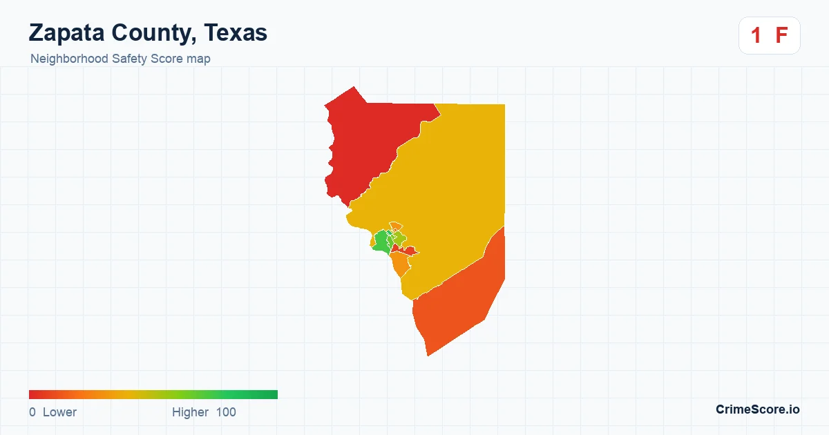 Zapata County, Texas neighborhood Safety Score map by Census block group