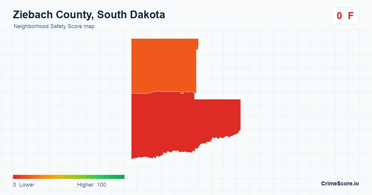 Ziebach County, South Dakota neighborhood Safety Score map by Census block group