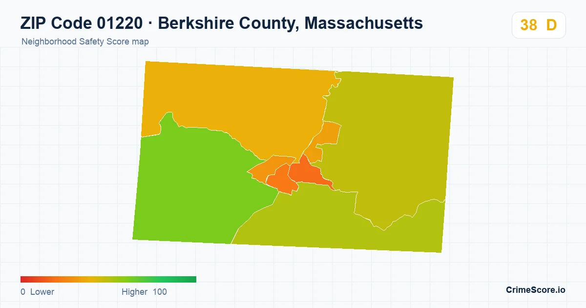 ZIP Code 01220 in Berkshire County, Massachusetts neighborhood Safety Score map