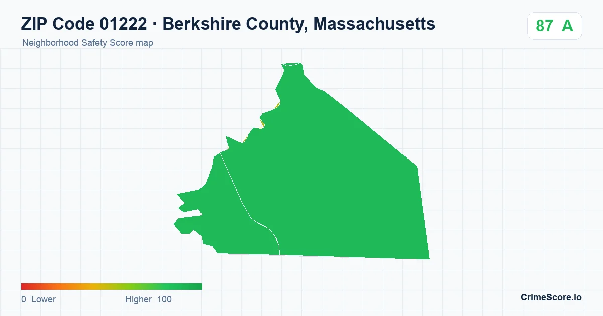 ZIP Code 01222 in Berkshire County, Massachusetts neighborhood Safety Score map
