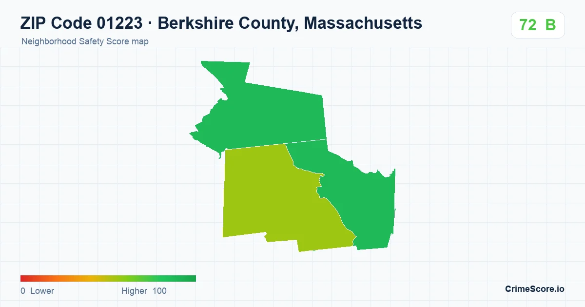 ZIP Code 01223 in Berkshire County, Massachusetts neighborhood Safety Score map