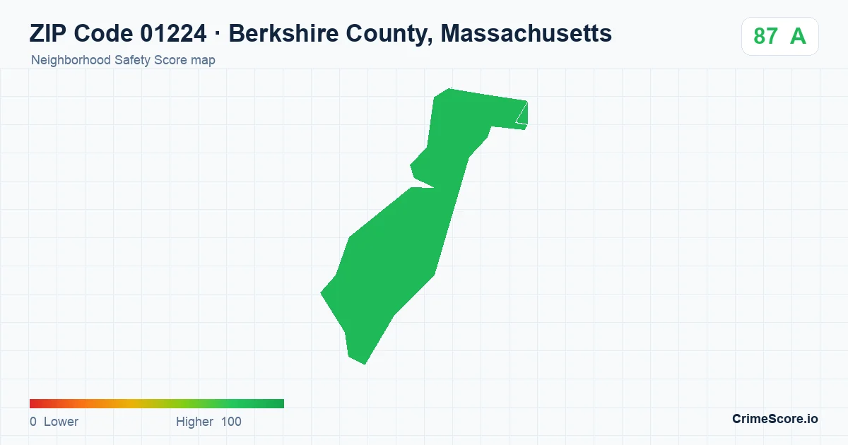 ZIP Code 01224 in Berkshire County, Massachusetts neighborhood Safety Score map