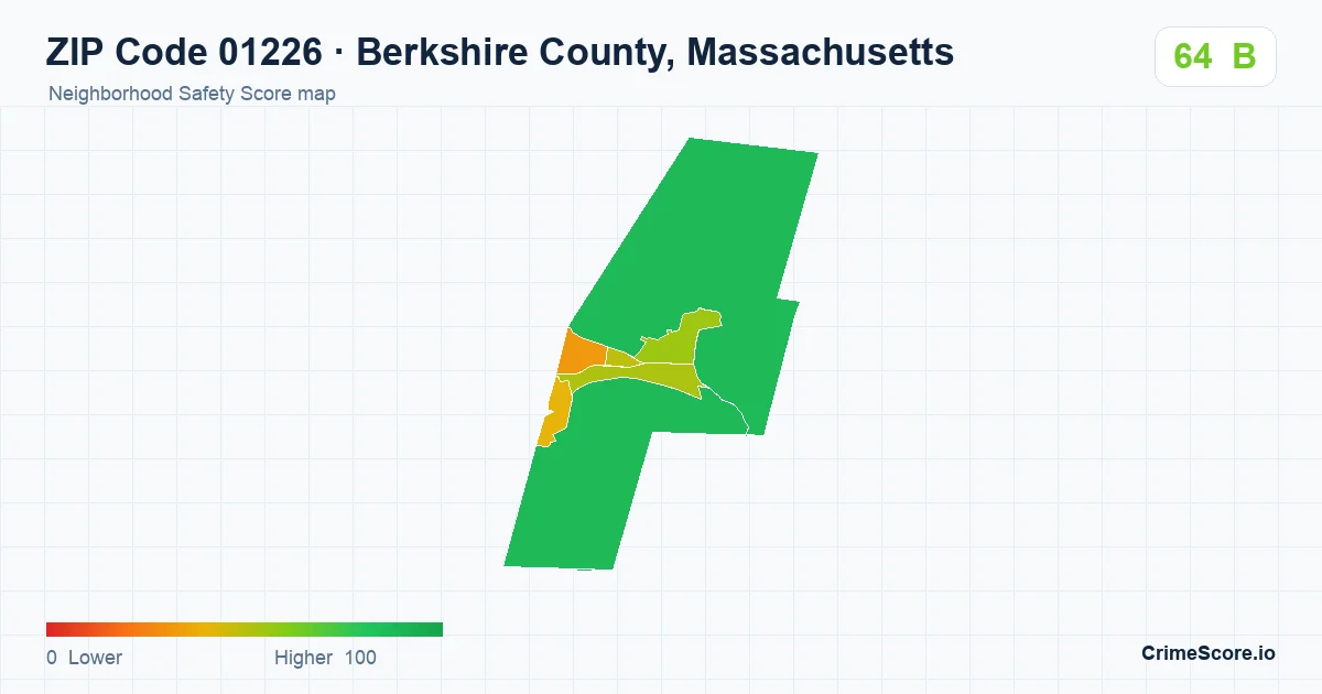 ZIP Code 01226 in Berkshire County, Massachusetts neighborhood Safety Score map