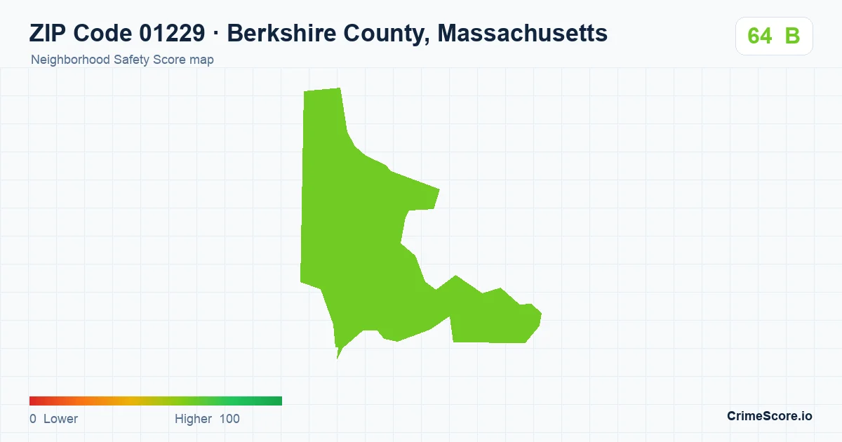 ZIP Code 01229 in Berkshire County, Massachusetts neighborhood Safety Score map