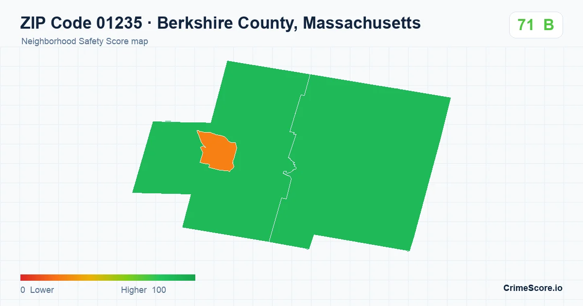 ZIP Code 01235 in Berkshire County, Massachusetts neighborhood Safety Score map