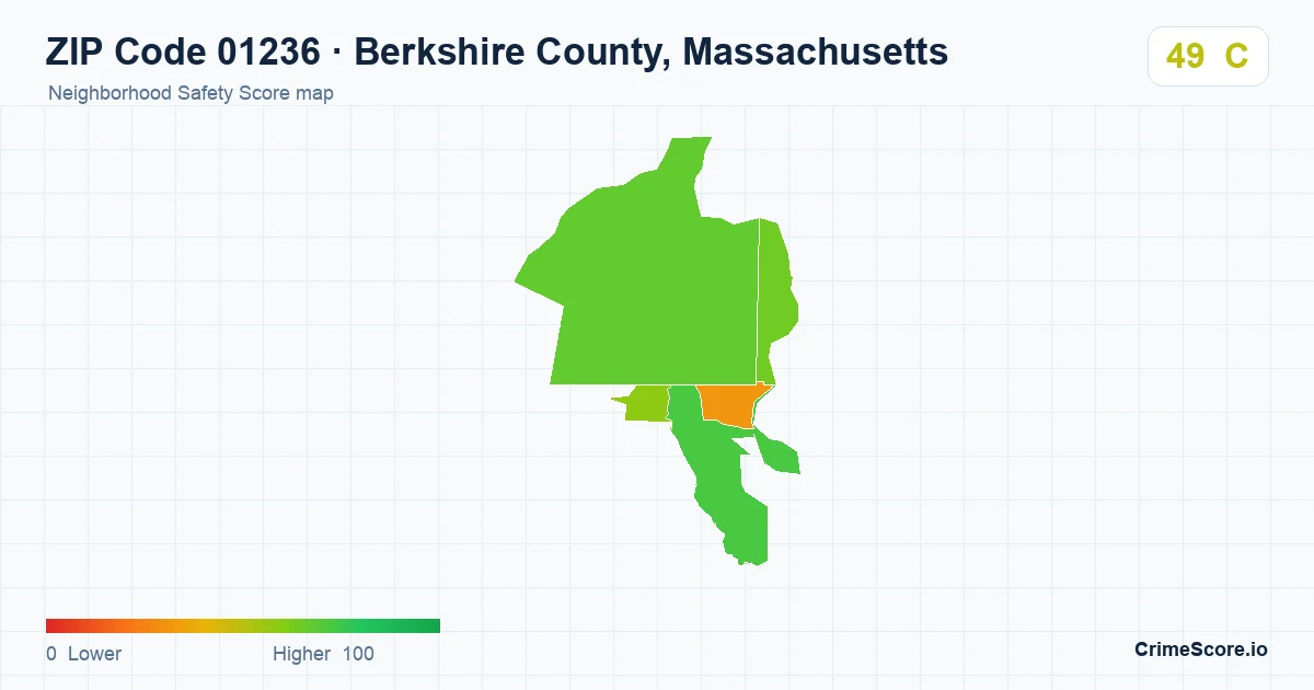 ZIP Code 01236 in Berkshire County, Massachusetts neighborhood Safety Score map