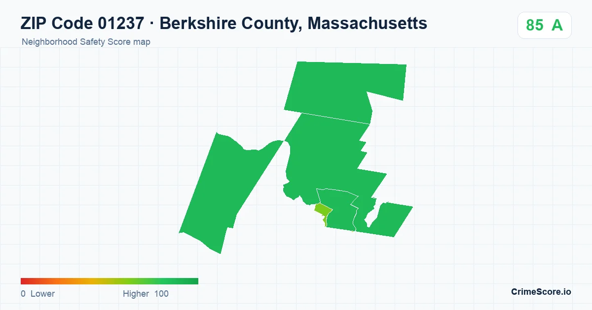 ZIP Code 01237 in Berkshire County, Massachusetts neighborhood Safety Score map