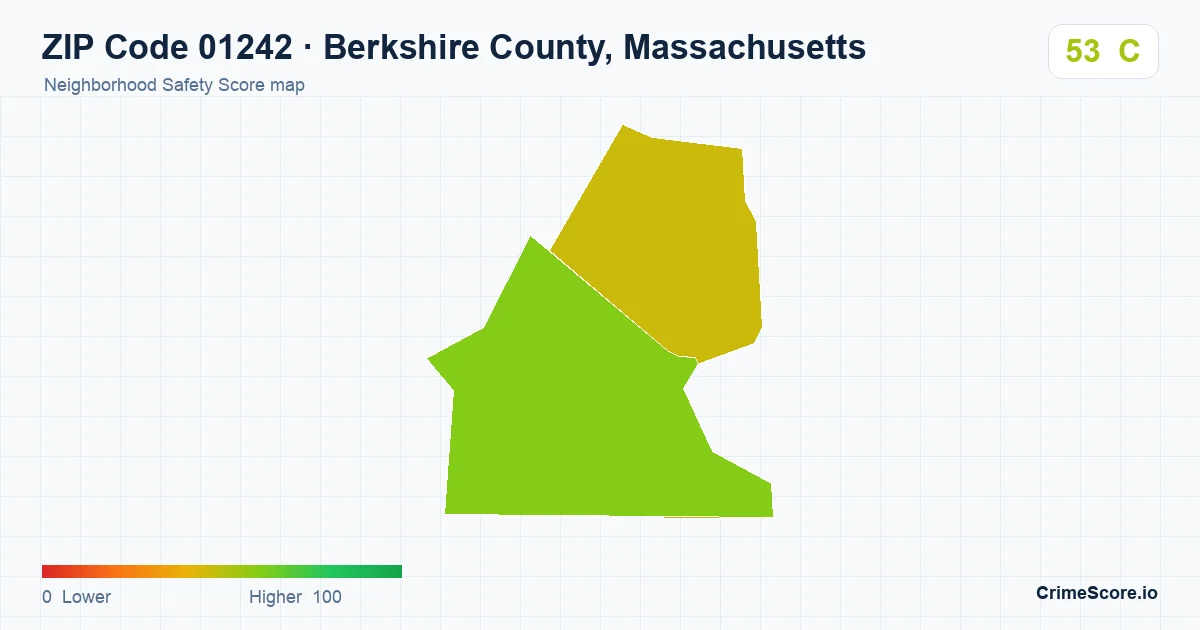 ZIP Code 01242 in Berkshire County, Massachusetts neighborhood Safety Score map