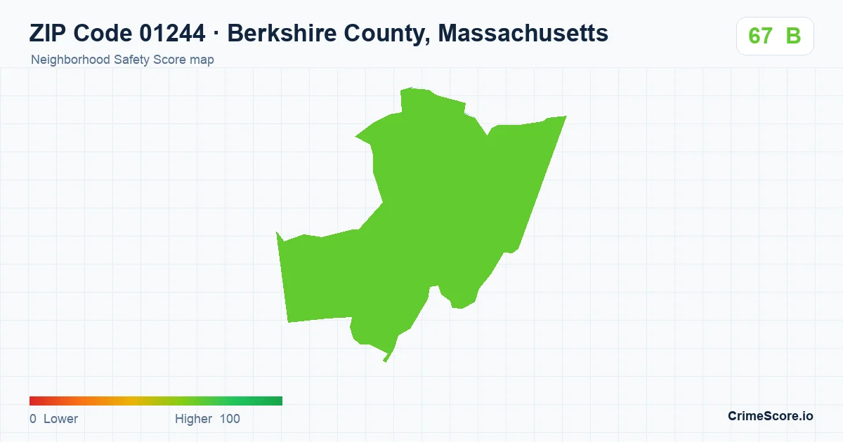 ZIP Code 01244 in Berkshire County, Massachusetts neighborhood Safety Score map