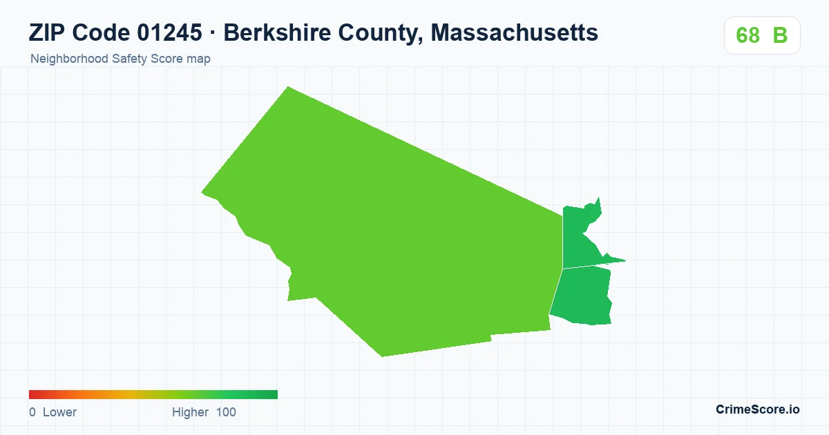 ZIP Code 01245 in Berkshire County, Massachusetts neighborhood Safety Score map